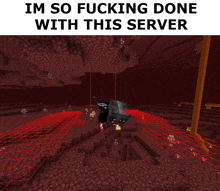 a screenshot of a minecraft game with the words im so fucking done with this server