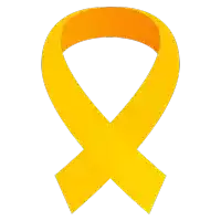 a yellow ribbon with a white background is crossed over