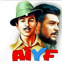 a painting of a man in a hat next to a man with a beard and the letters aiyf