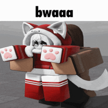 a cartoon character with paws and the word bwaaa on top of it