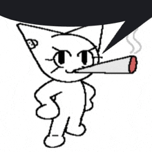 a cartoon cat is smoking a cigarette with smoke coming out of its mouth .