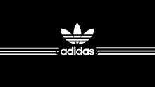 the adidas logo is white on a black background .