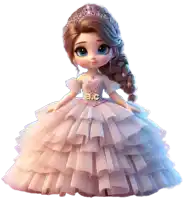 a doll is wearing a white dress with the letters a.c. on the front