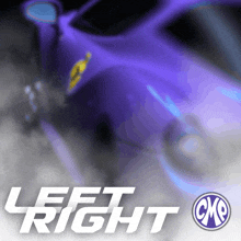 a purple car with the words left right cmp on it