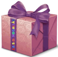 a pink gift box with a purple ribbon that says j.a.s.g. nogallas on it