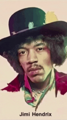 a portrait of jimi hendrix wearing a cowboy hat