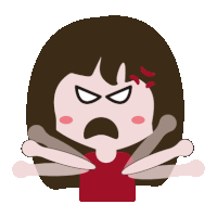 a cartoon drawing of a girl with a very angry face