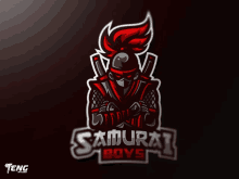 a logo for samurai boys shows a samurai with a sword in his hand