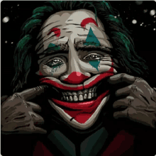 a drawing of the joker making a funny face .