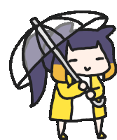 a cartoon of a girl holding an umbrella