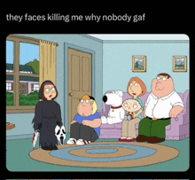 a cartoon of a family guy sitting in a living room