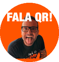 a man sticking out his tongue with the words fala qr written above him