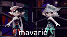 a couple of cartoon characters standing next to each other with the word mavare in the corner