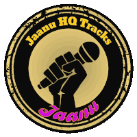 a logo for jaanu hq tracks with a fist holding a microphone