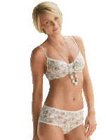 a woman is wearing a bra and panties and a necklace