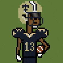 a pixel art drawing of a football player with the number 13