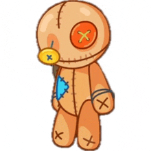 a cartoon drawing of a stuffed animal with a x on its face