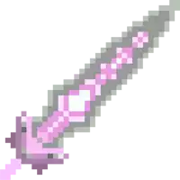 a pixel art drawing of a sword with a purple blade and a purple handle .