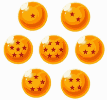 a set of dragon ball balls with red stars on them