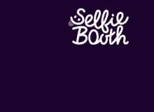 a purple background with the words " selfie booth " on it