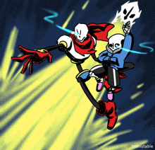 a drawing of papyrus and sans with the name peanutable on the bottom