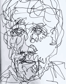 a drawing of a man 's face with the word bowie written on the bottom