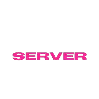 a white background with pink text that says server