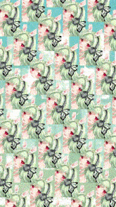 a seamless pattern of a girl with green hair and butterflies on a blue background