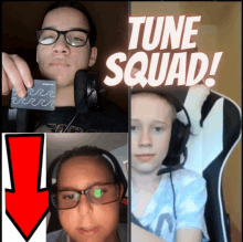 a collage of images with the words tune squad on the top