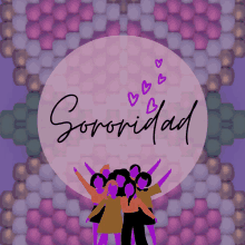 the word sororidad is written on a purple background