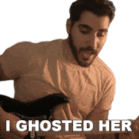 a man playing a guitar with the words " i ghosted her " above him