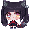 a pixel art of a girl with a cat ear and a tail .