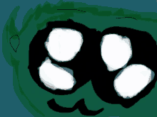 a drawing of a person 's face with a green background