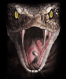 a close up of a snake 's mouth with its tongue out