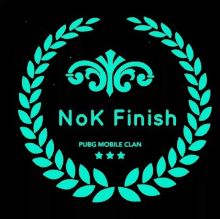 a blue laurel wreath with the words nok finish pubg mobile clan on it