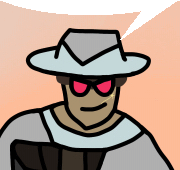 a cartoon of a man wearing a white hat and red sunglasses