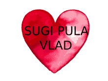 a red heart with the words " sugi pula vlad " on it