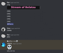 a stream of reiatsu is being broadcasted on a discord channel