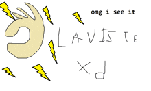 a drawing of a hand with lightning bolts and the words omg i see it