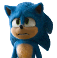 a close up of sonic the hedgehog 's face with a sad look on his face