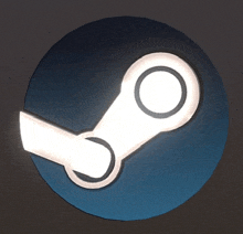 a steam logo is displayed on a dark blue background