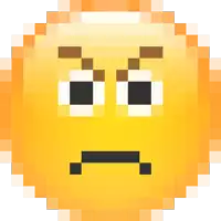 a pixel art smiley face with a serious expression