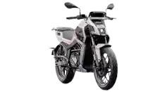 a motorcycle is sitting on a white surface .