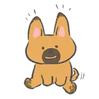 a cartoon drawing of a brown dog sitting down