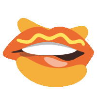 an illustration of a hot dog with mustard on it 's lips