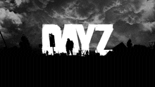 a black and white photo of a person standing in front of the word dayz