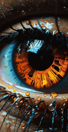 a close up of a woman 's eye with a reflection of keys in it