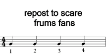 a sheet of music with the words " repost to scare frums fans "