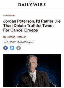 a screenshot of jordan peterson 's dailywire article