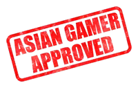 a red stamp says asian gamer approved on a white background